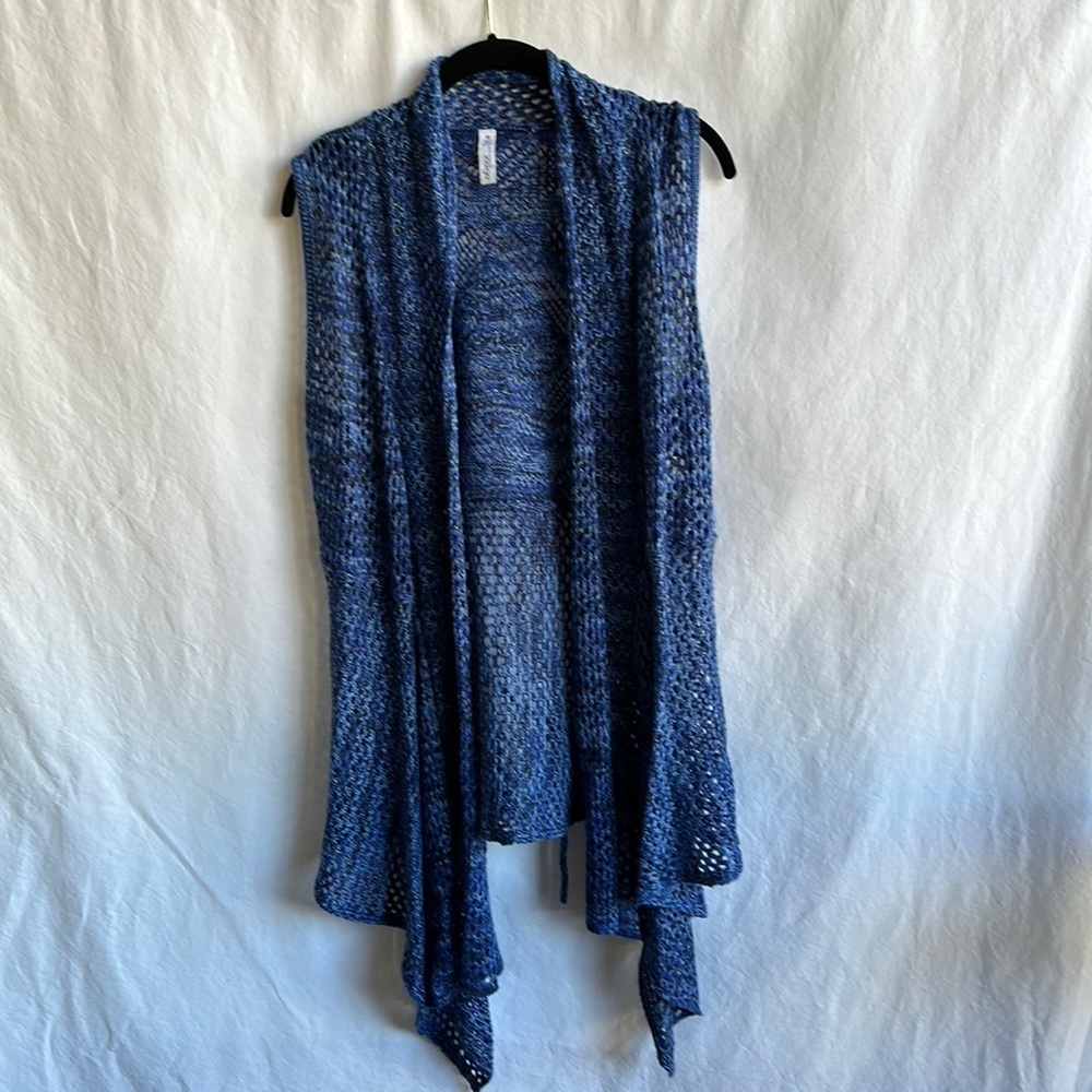Great Northwest Indigo blue waterfall sweater vest, size M